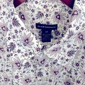 CLUB MONACO FLORAL PRINT DRESS SHIRT BURGUNDY (SMALL BUT FITS LIKE MEDIUM)